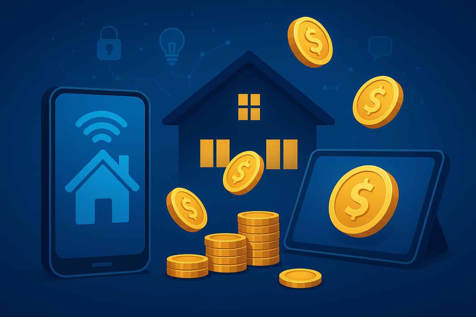 Smart home devices enhancing living space for wealth and fortune attraction with modern technology