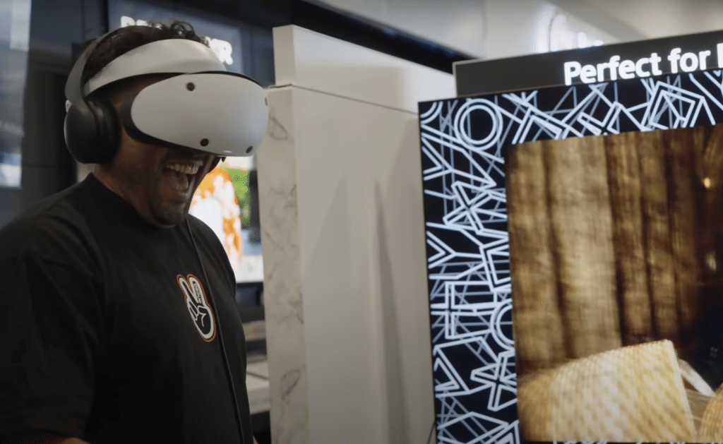 Guy happy playing with the PSVR2