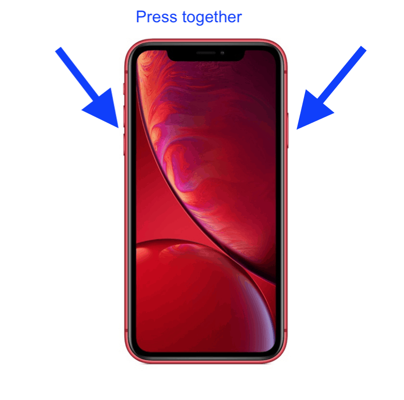 Press two buttons on iPhone XR